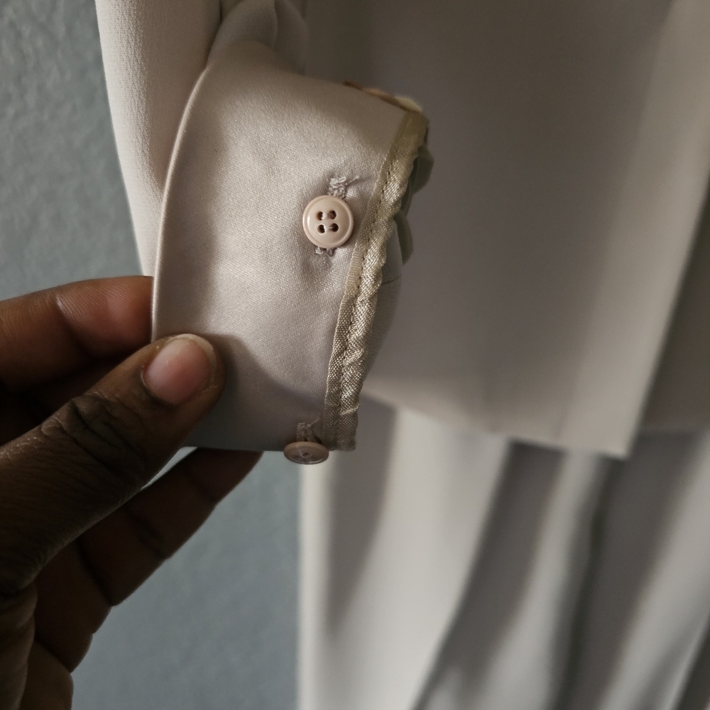 ALBERT NIPON Cream Ivory 2pc Suit Coat Blazer And Pants Set Size 8 - Picture 5 of 16